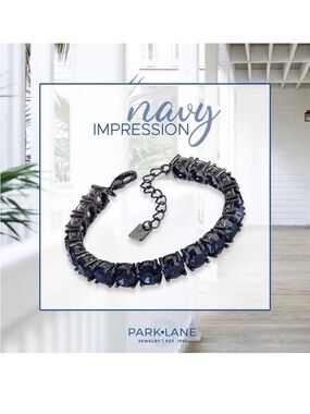 Park Lane Navy Crystal Link Bracelet